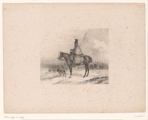 Lansier te paard in de sneeuw