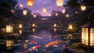Lantern Glow Koi Pond