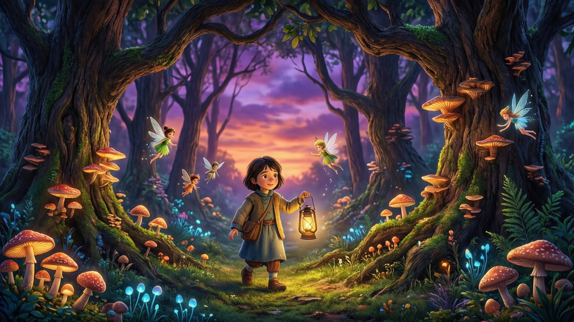 Lantern in the Fairy Forest by Wallpapers.art Studio