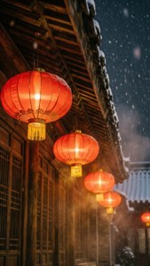 Lanterns in Snow