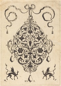 Large Pendant, Upright Oval with Floral Ornament