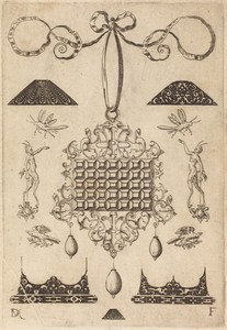 Large Pendant with Square with 35 Flat Stones