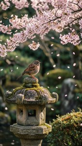 Lark in Cherry Blossoms