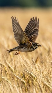 Lark Over Wheat Field