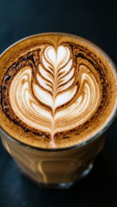 Latte Art Pumpkin Leaf Macro