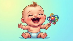 Laughing Baby with Rattle