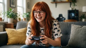 Laughing Gamer Girl