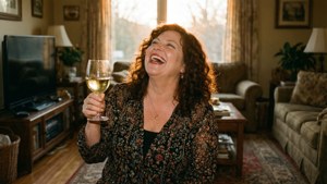 Laughing Linda with Wine