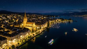 Lausanne Night Cityscape