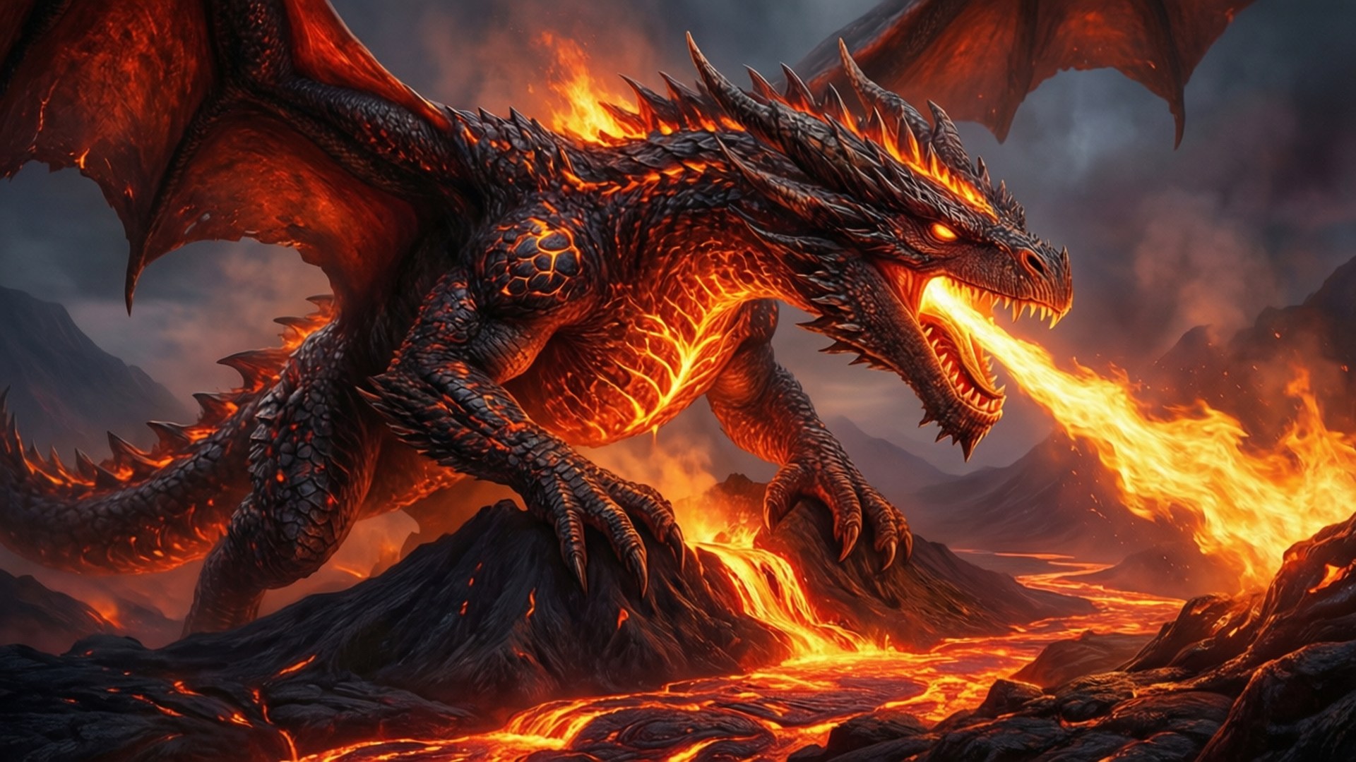Lava Dragon Peak by Wallpapers.art Studio