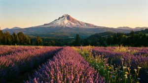 Lavender Fields and Mount Hood
