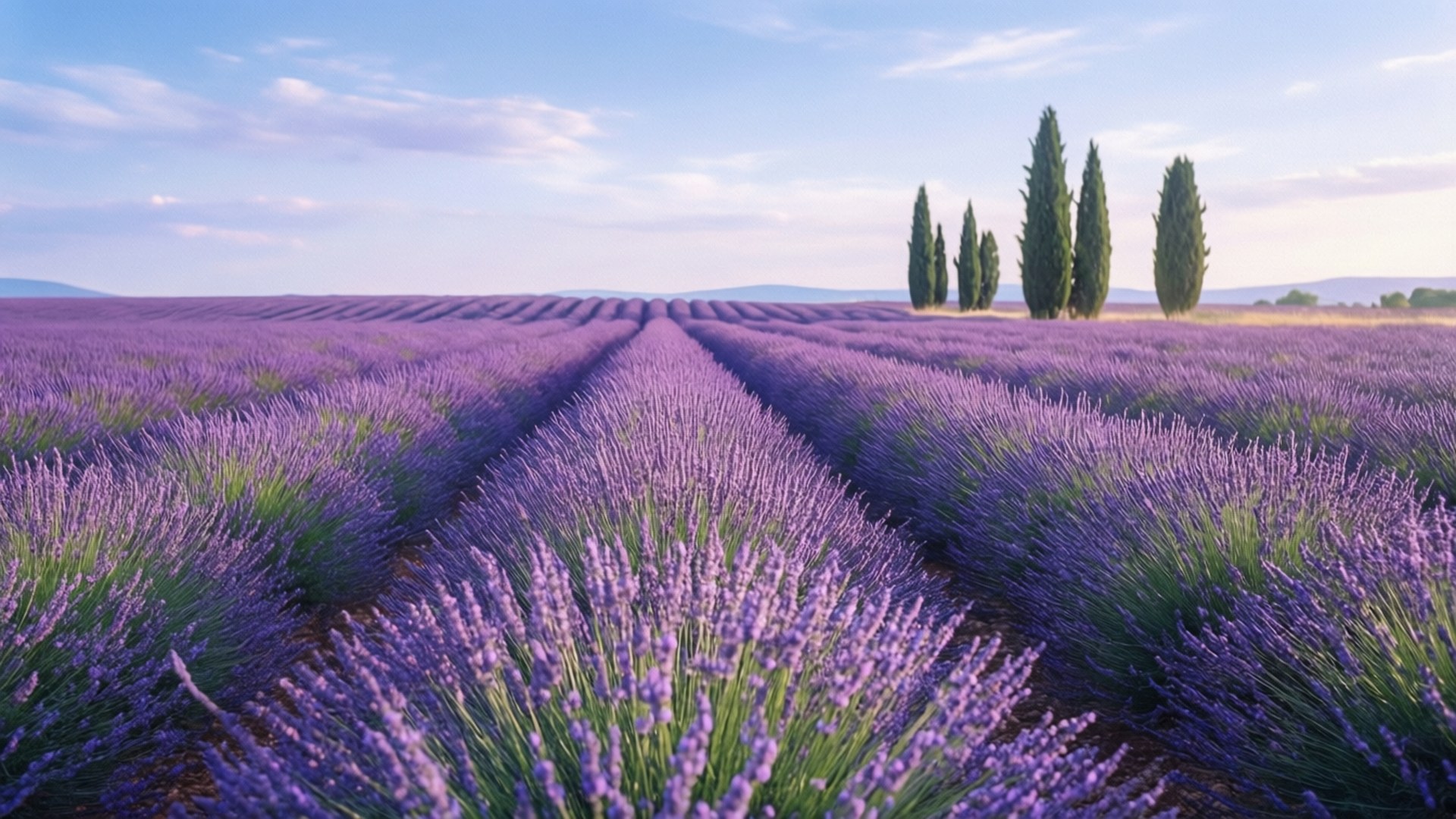 Lavender Fields Horizon by Wallpapers.art Studio