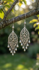 Leaf Cutout Chandelier Earrings