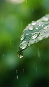 Leaf Raindrops Macro