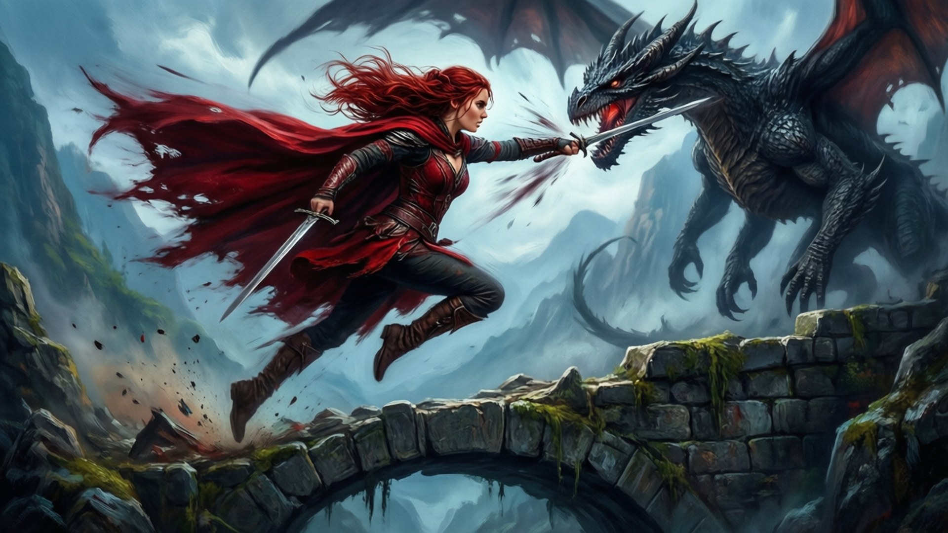 Leap of the Crimson Hunter by Wallpapers.art Studio
