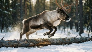 Leaping Caribou Snow