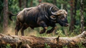 Leaping Gaur