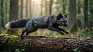 Leaping Gray Fox