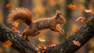 Leaping Red Squirrel