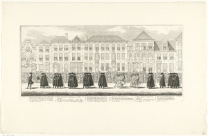 Leden van de hoffelijke administratie in de lijkstoet van Anna van Hannover te Delft, 1759