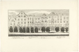 Leden van de Staten-Generaal en hofdienaren in de lijkstoet van Anna van Hannover te Delft, 1759