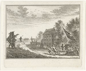 Leger bij een buitenhuis