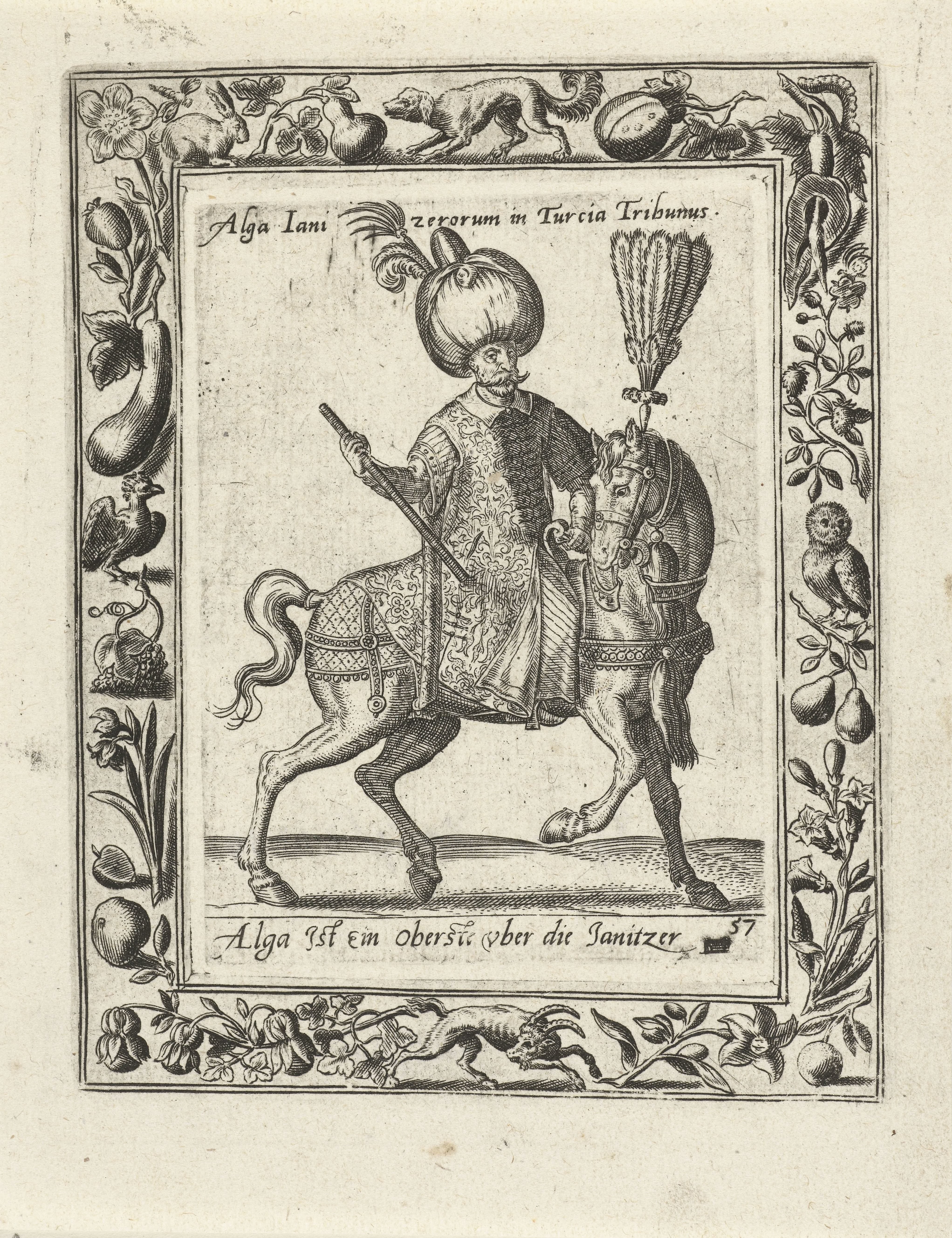 Leider van de Janitsaren te paard by Abraham de Bruyn