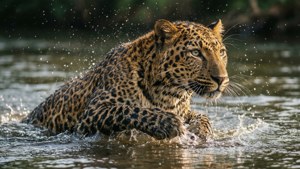 Leopard Swimming