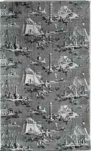 Les Monuments de Chine (The Monuments of China) (Furnishing Fabric)