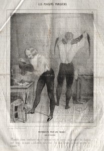 Les Plaisirs Parisiens:  Preparatifs pour une soiree.  Luxe et misère.  Maudite plume!  mèchante encre!...