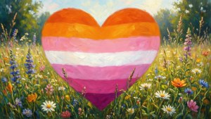 Lesbian Pride Heart in Meadow