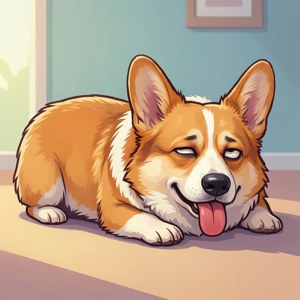 Lethargic Corgi Cartoon
