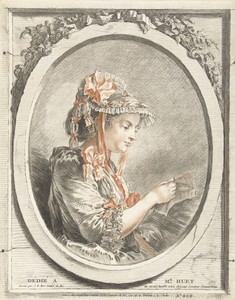 Lezende vrouw in ovaal