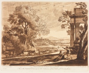 Liber Veritatis:  No. 133, A Landscape, with Cattle, and the Angel Comforting Hagar