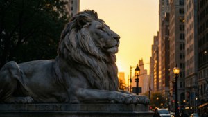Library Lions Sunset