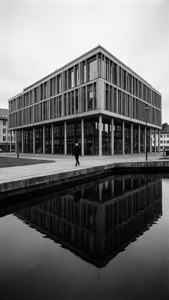 Library Reflection Monochrome