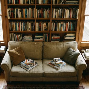 Library Sofa with Books