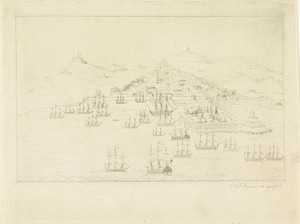 Ligging van de Britse en de Nederlandse schepen tijdens het bombardement van Algiers, 1816