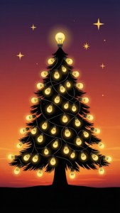 Light Bulb Tree Silhouette