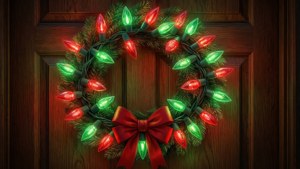 Light Wreath on Door
