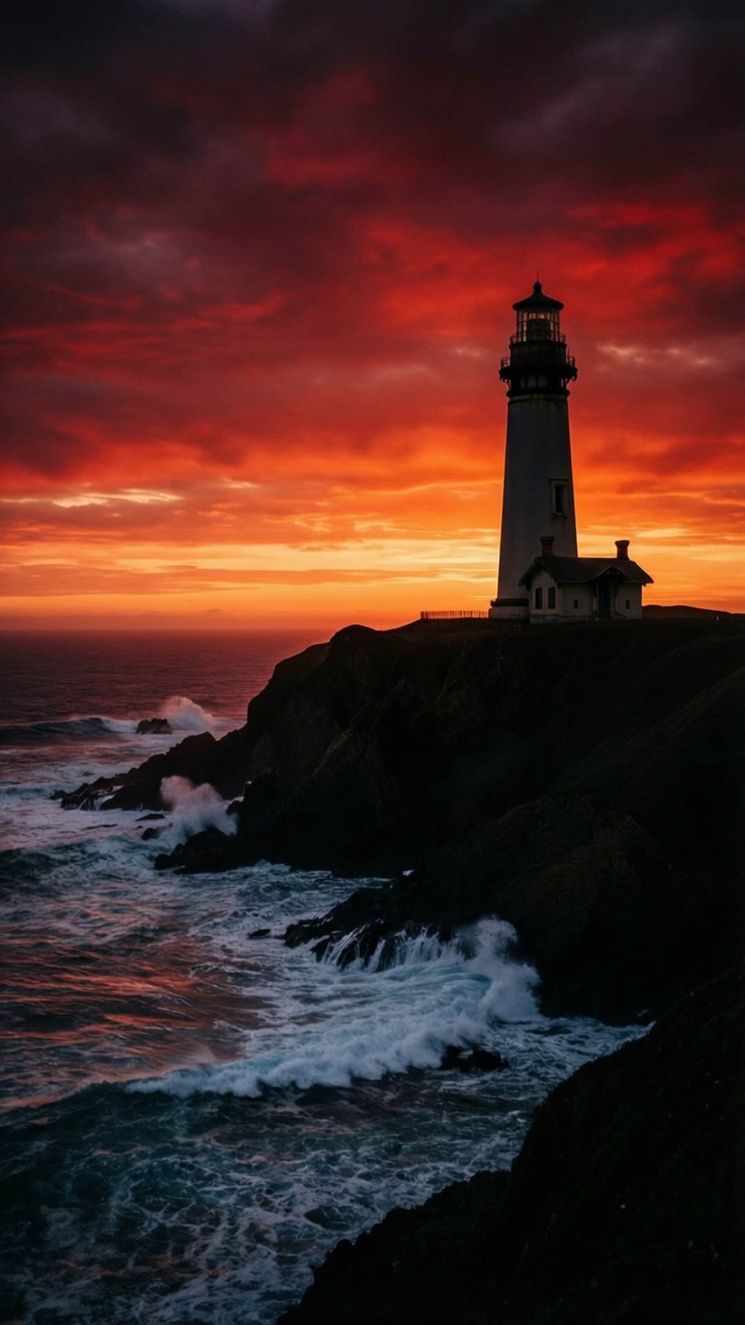 Lighthouse Atlantic Sunset by Wallpapers.art Studio