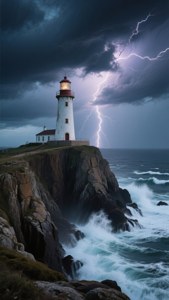 Lighthouse Storm Vertical