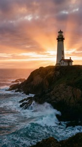 Lighthouse Sunrise Cliff