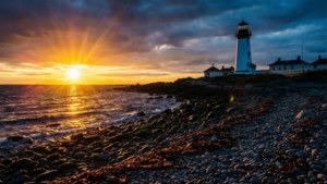 Lighthouse Sunset Scene