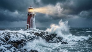 Lighthouse Winter Storm