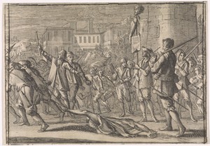 Lijk van Francesco Toraldo door de straten van Napels gesleept, 1647