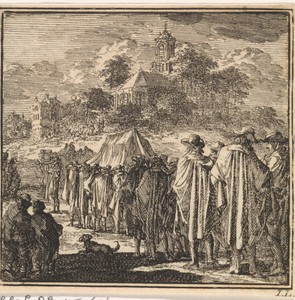 Lijkstoet trekt richting een kerk