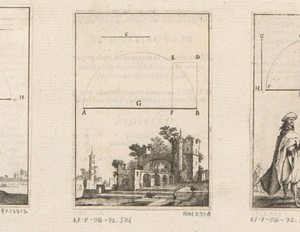 Lijnstuk met onderaan een ruïne van een kasteel