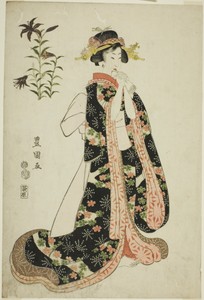 Lilies: young woman holding a letter, from an untitled series of beauties and flowers