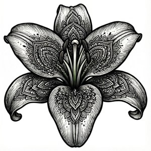Lily Mandala Line Art